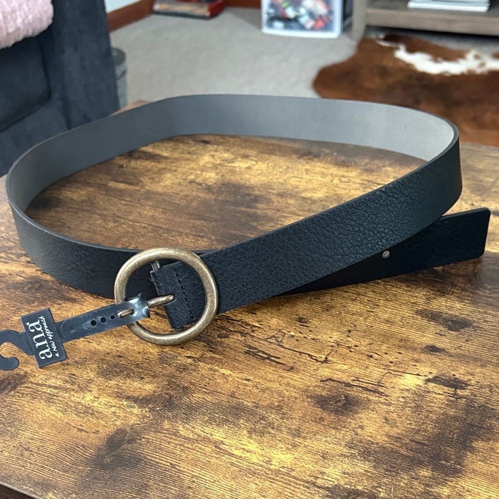 a.n.a Black Belt with Gold-Tone Buckle